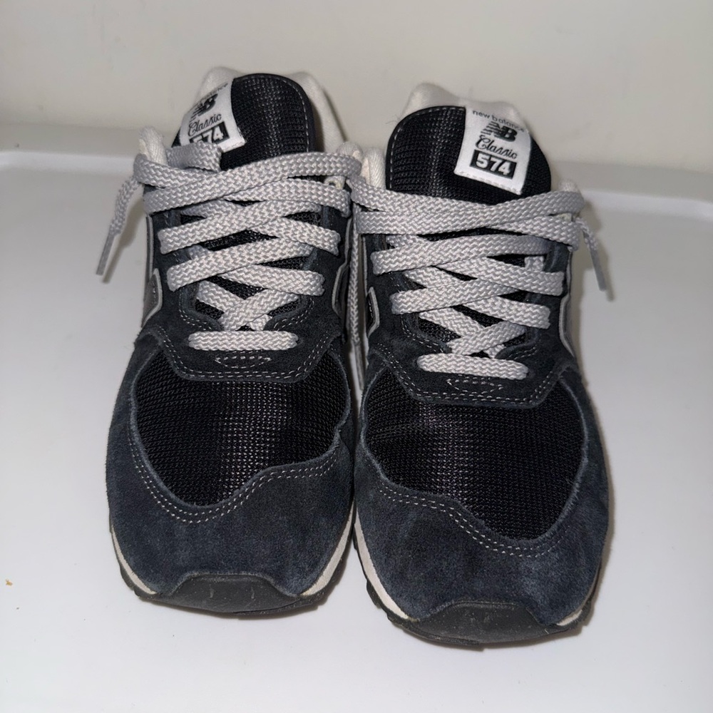 New Balance 574 Charcoal and White Sneakers